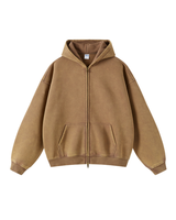 Faded Oversized Two-Way Zip Hoodie