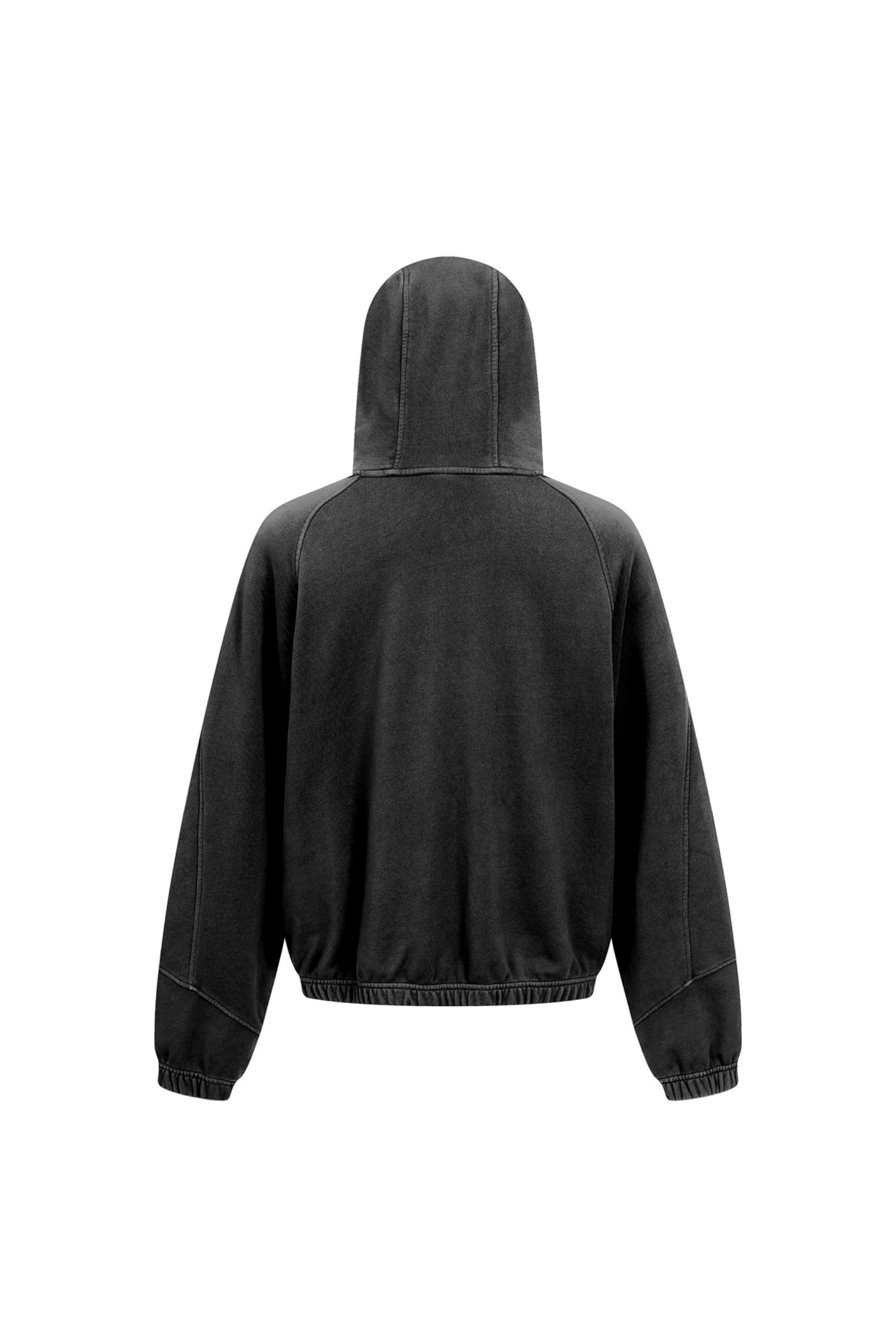 430gsm Stone Wash Panelled Zip Hoodie