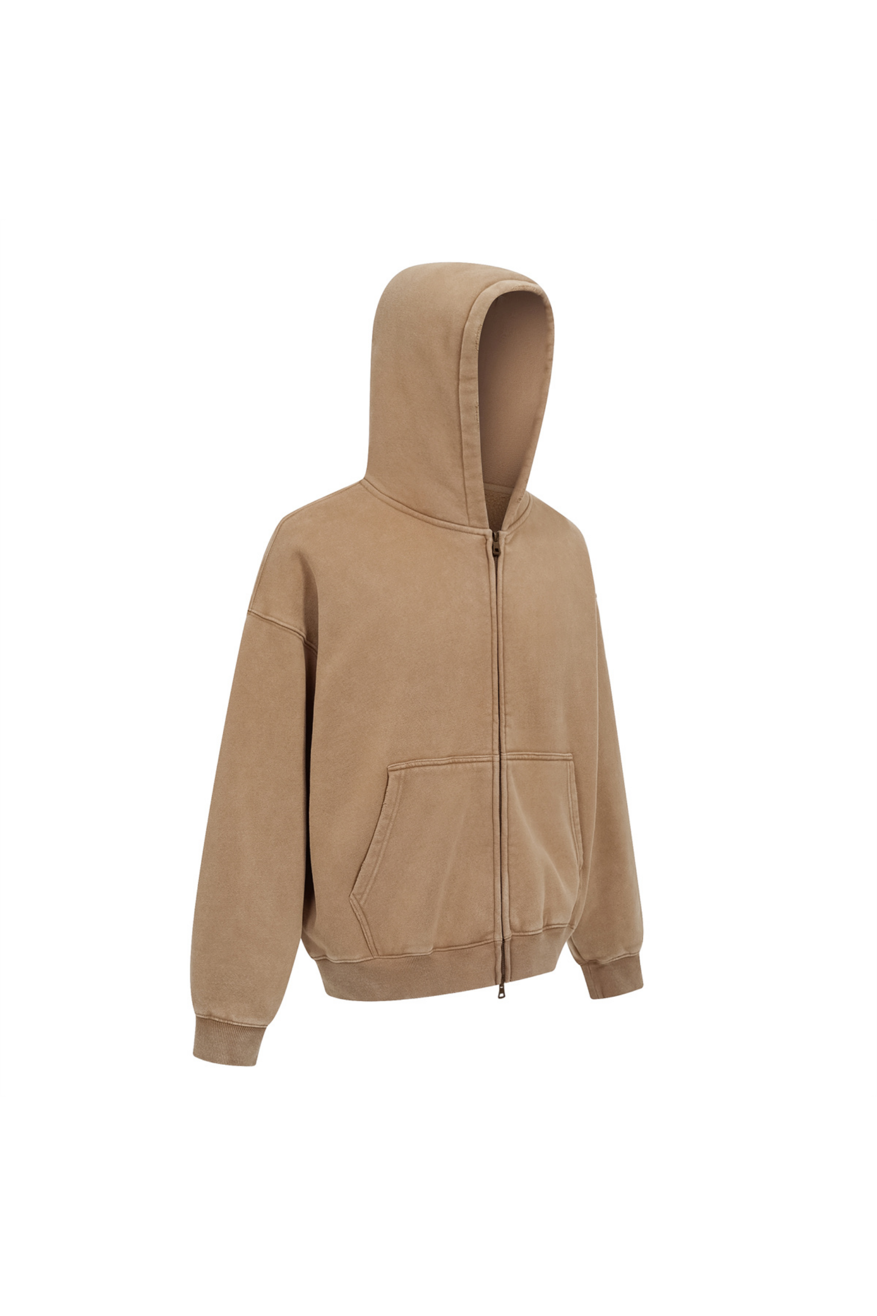370gsm Garment Dyed Cropped Zip Hoodie