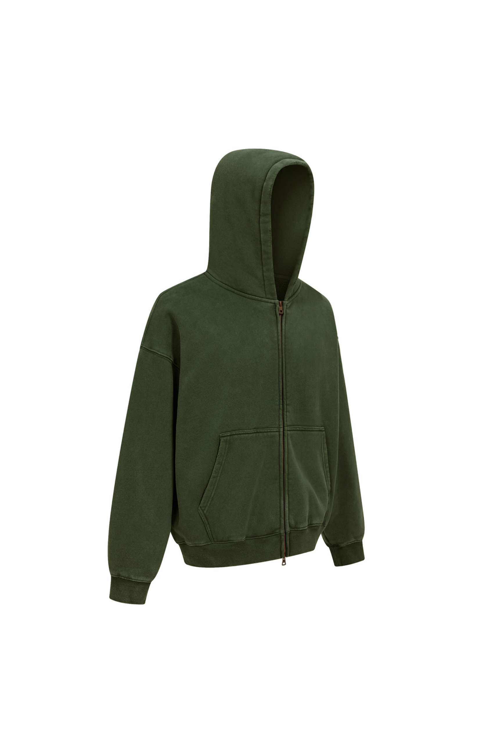370gsm Garment Dyed Cropped Zip Hoodie