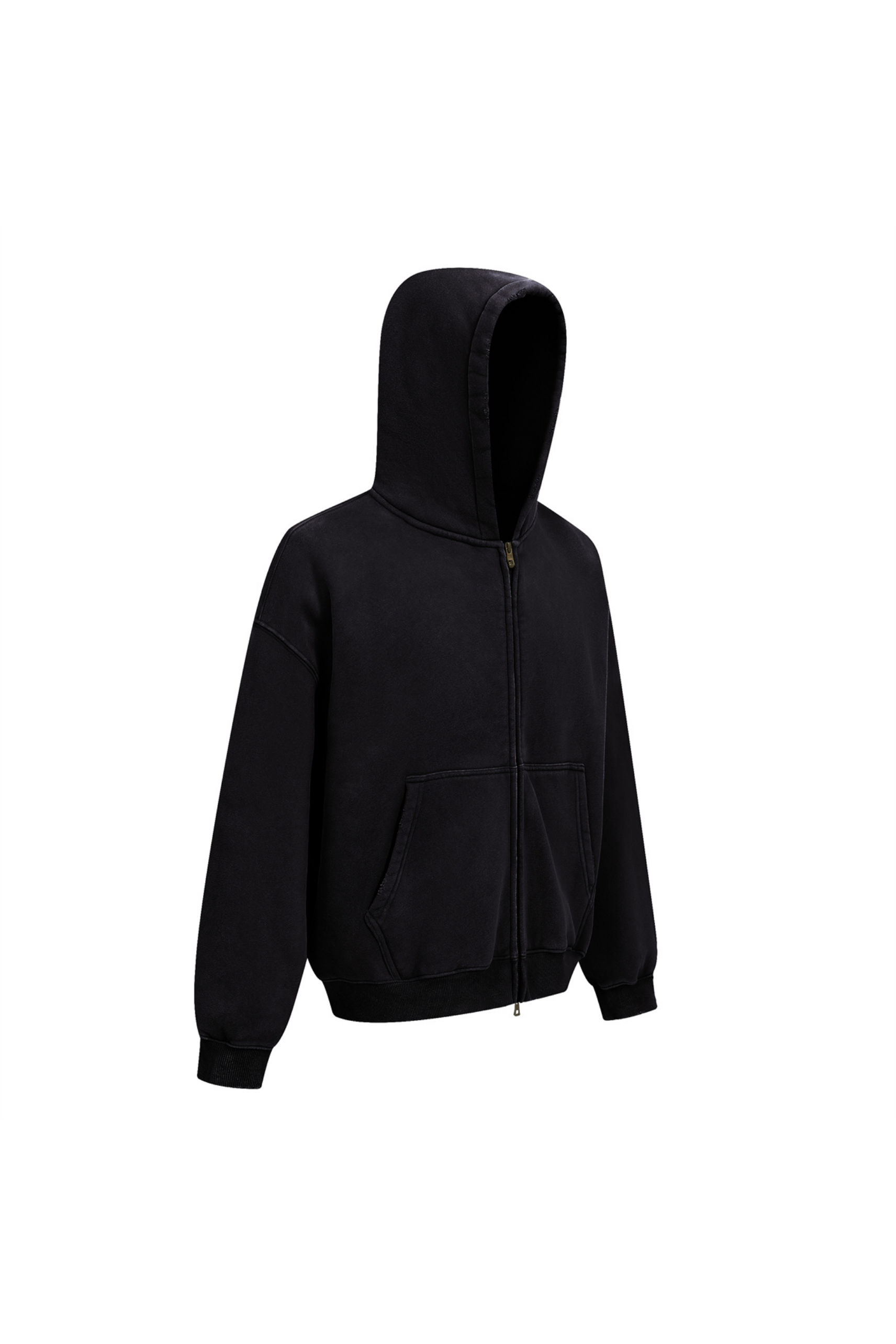 370gsm Garment Dyed Cropped Zip Hoodie