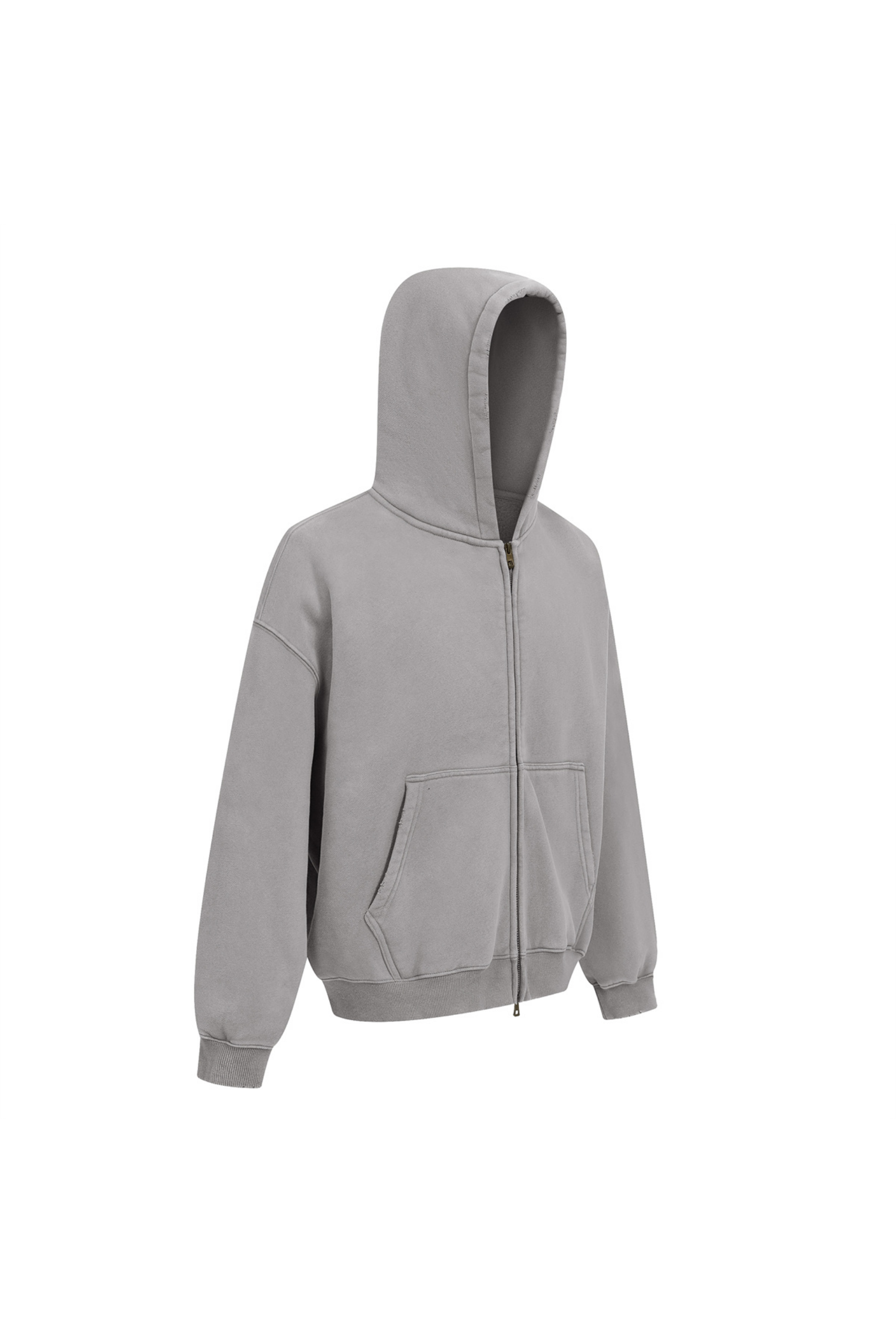 370gsm Garment Dyed Cropped Zip Hoodie