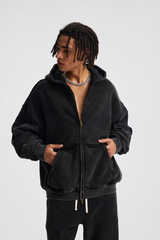 370gsm Stone Wash Distressed Zip Hoodie