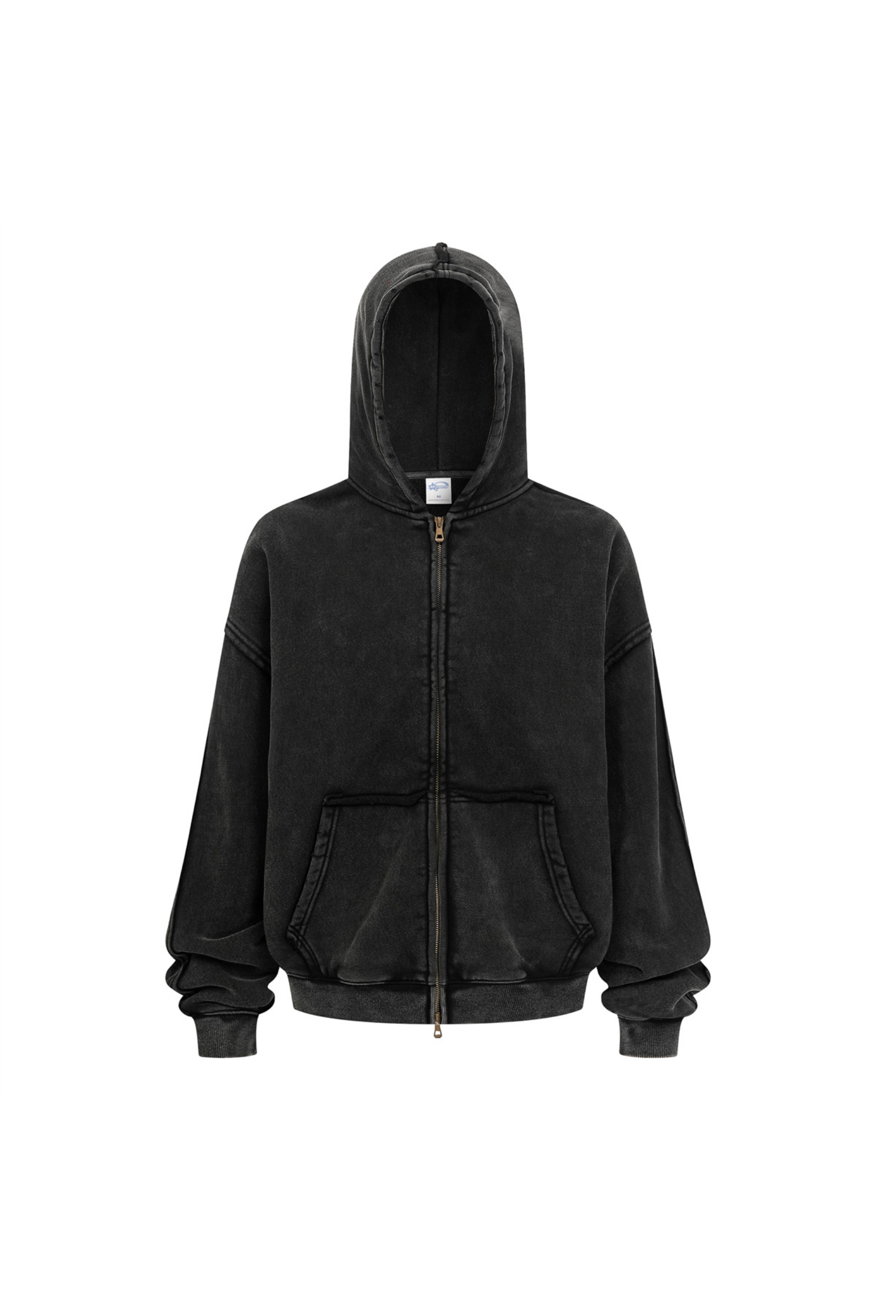 370gsm Stone Wash Distressed Zip Hoodie