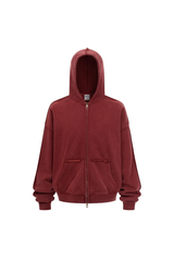 370gsm Stone Wash Distressed Zip Hoodie