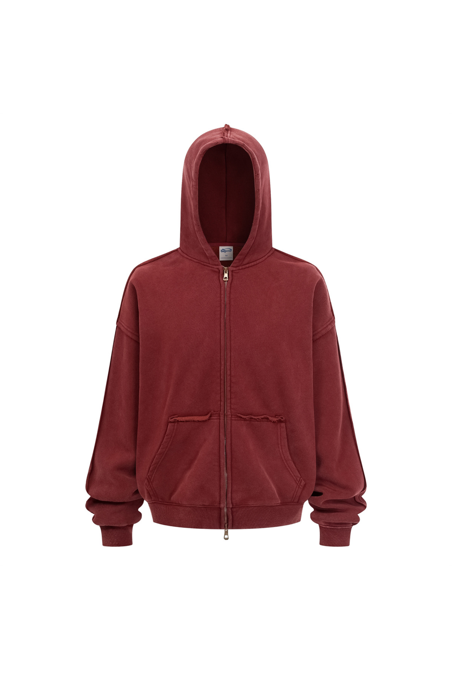 370gsm Stone Wash Distressed Zip Hoodie