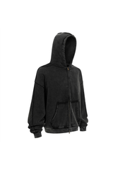 370gsm Stone Wash Distressed Zip Hoodie