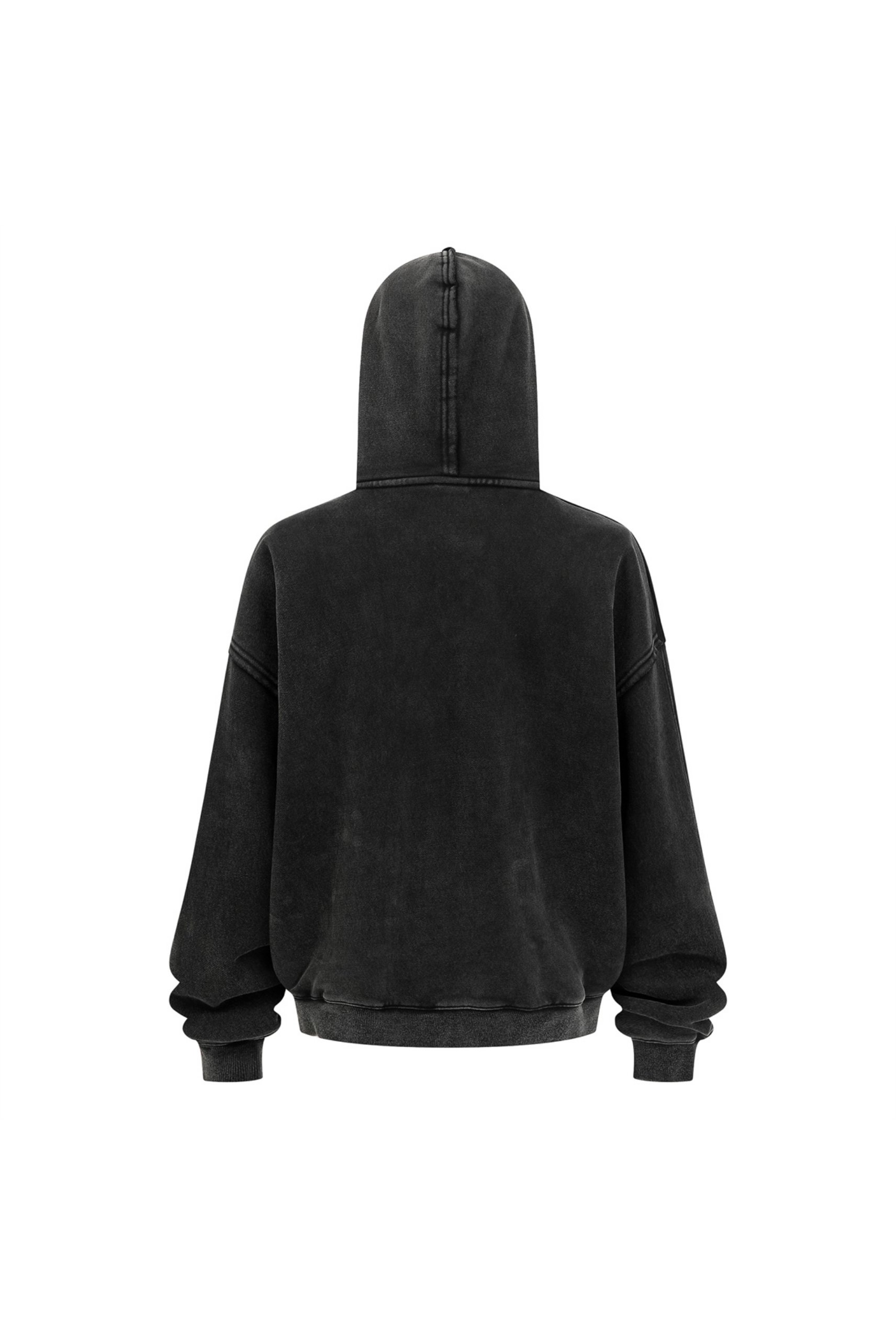 370gsm Stone Wash Distressed Zip Hoodie
