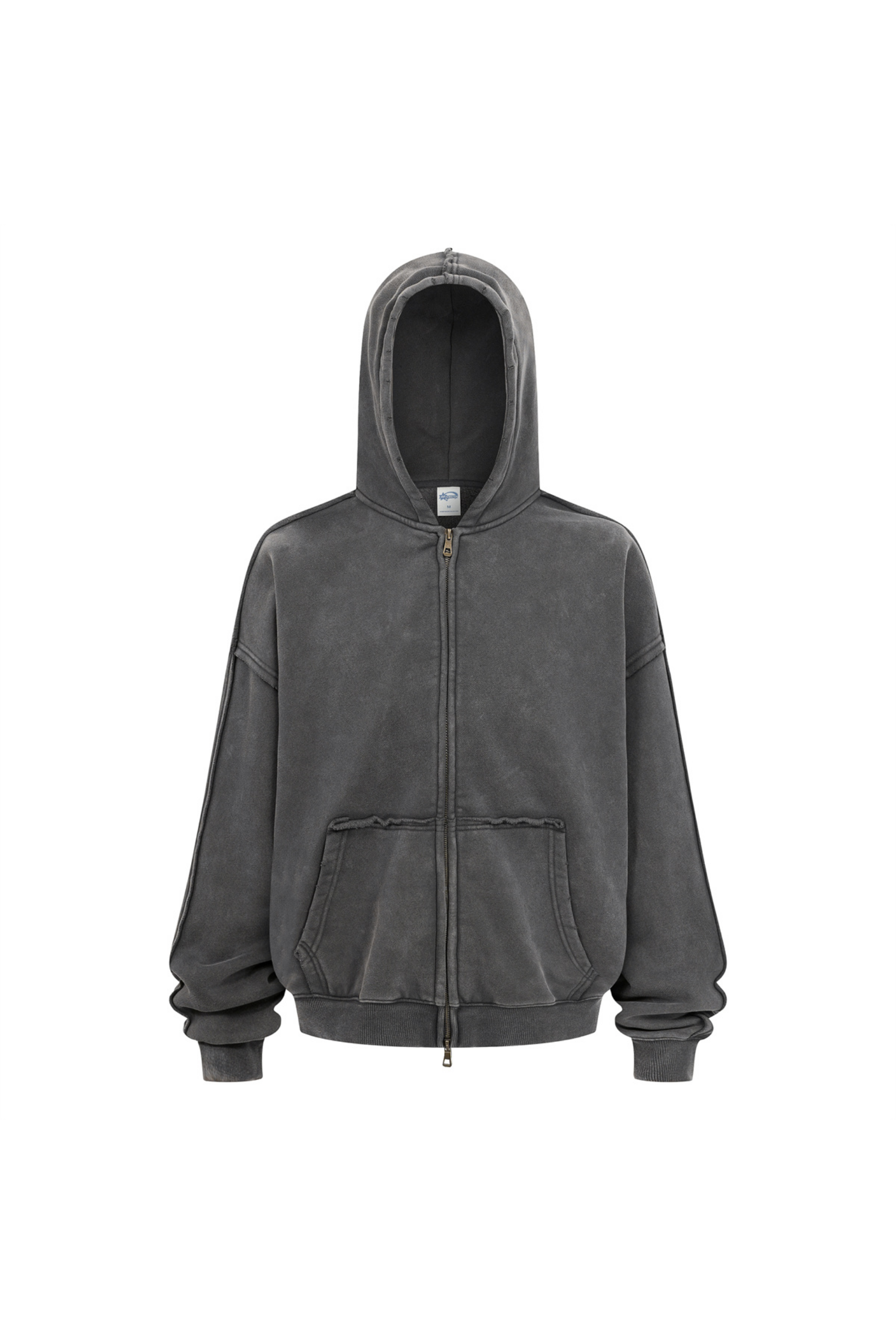 370gsm Stone Wash Distressed Zip Hoodie