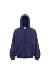 370gsm Stone Wash Distressed Zip Hoodie