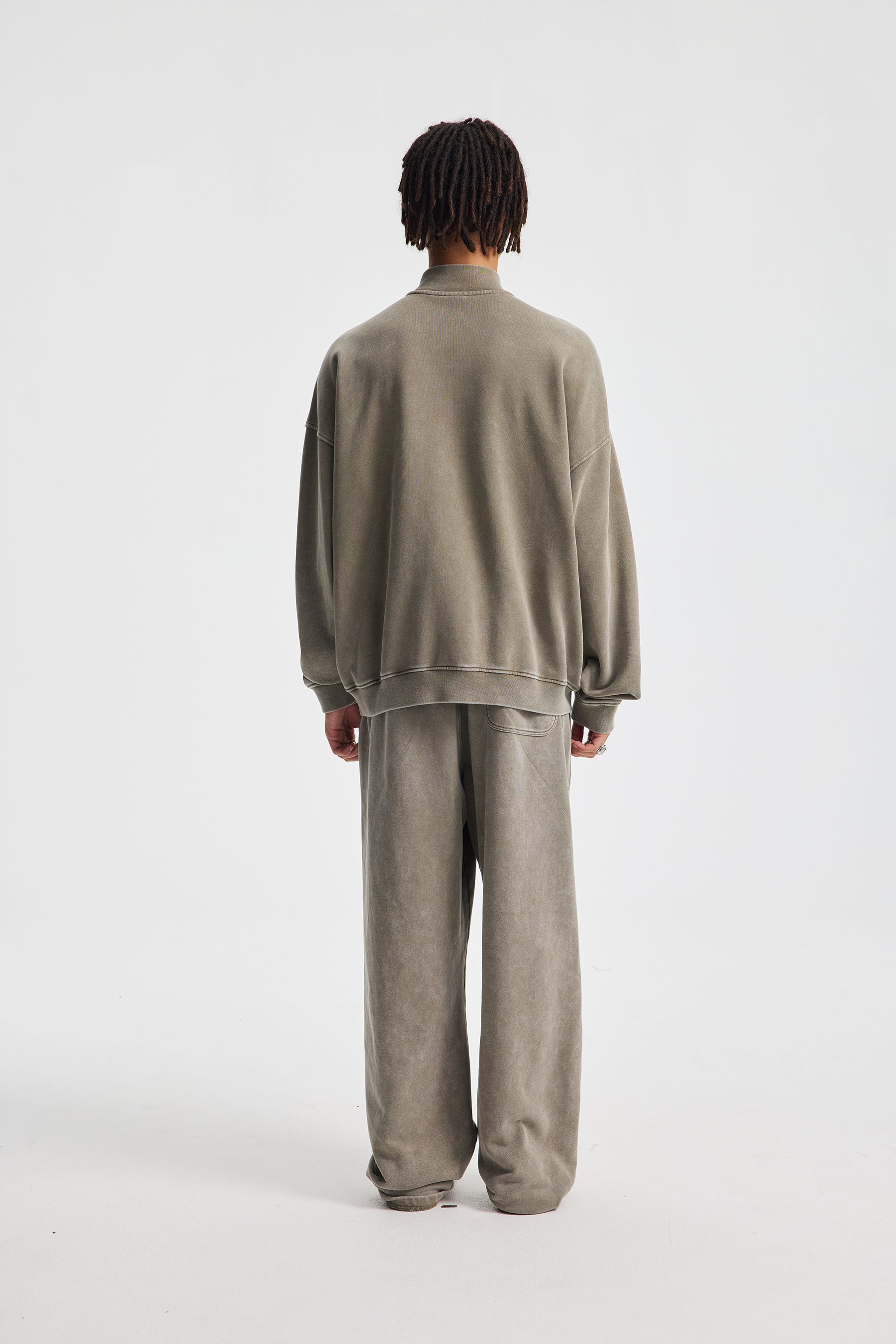 430gsm Garment Dyed Mock Neck Zip Jacket