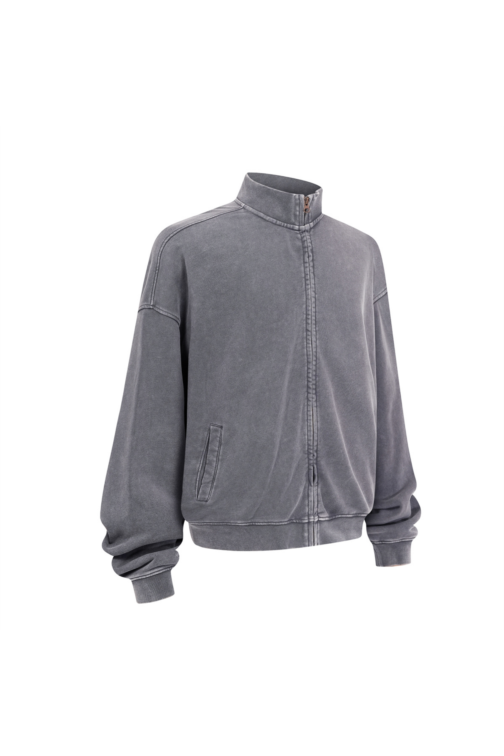 430gsm Garment Dyed Mock Neck Zip Jacket