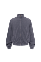 430gsm Garment Dyed Mock Neck Zip Jacket