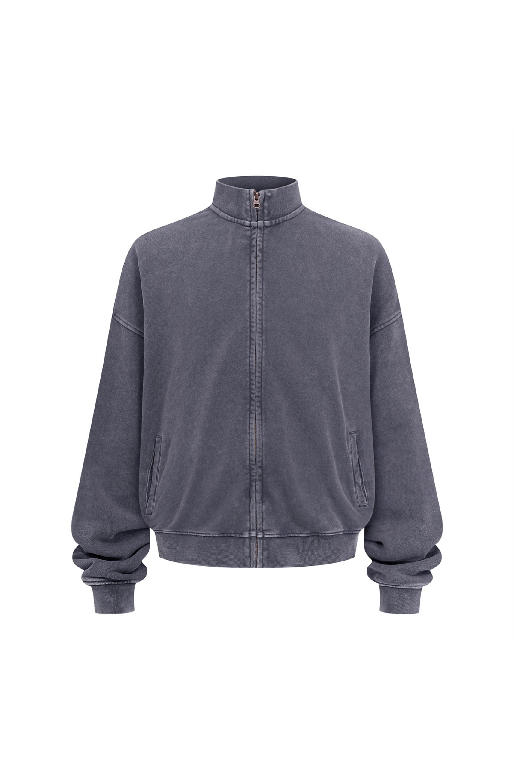 430gsm Garment Dyed Mock Neck Zip Jacket