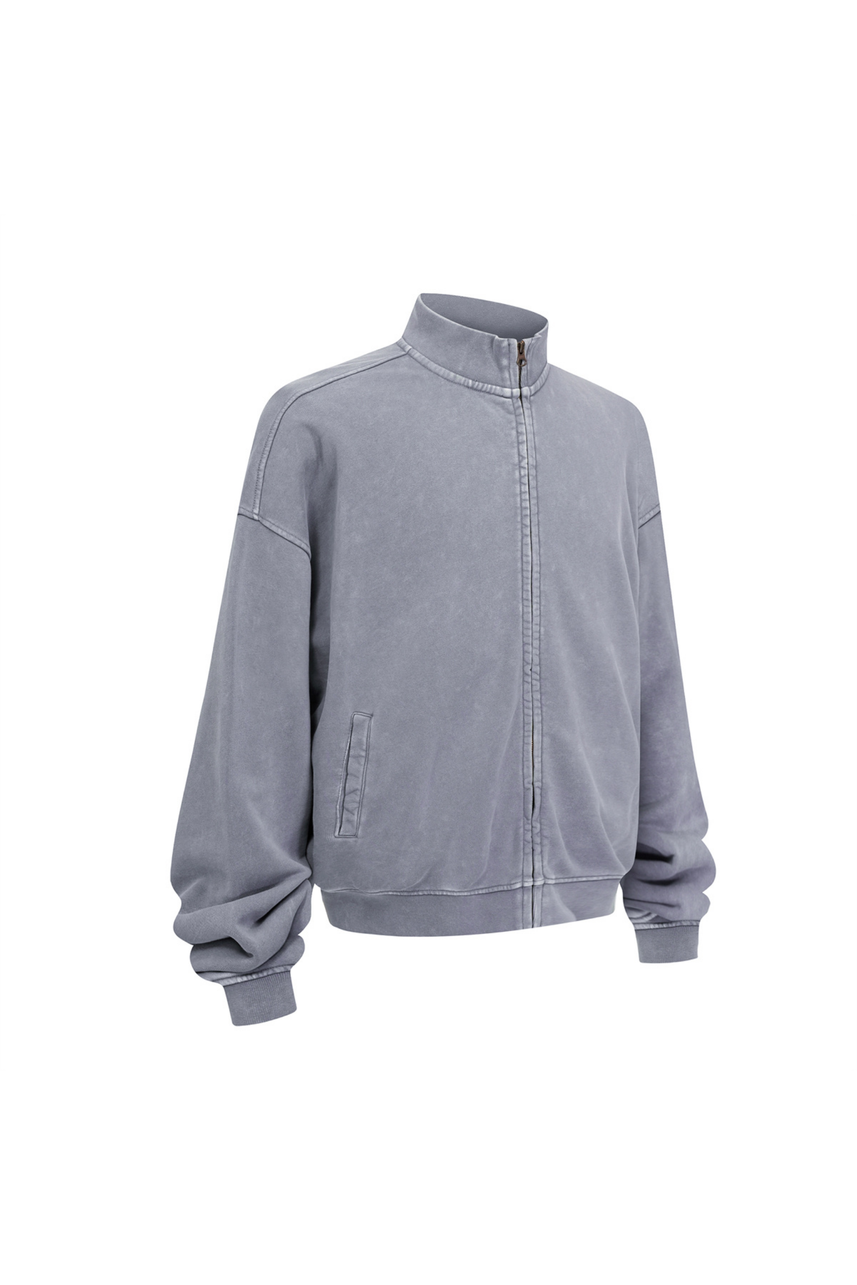 430gsm Garment Dyed Mock Neck Zip Jacket