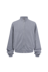 430gsm Garment Dyed Mock Neck Zip Jacket