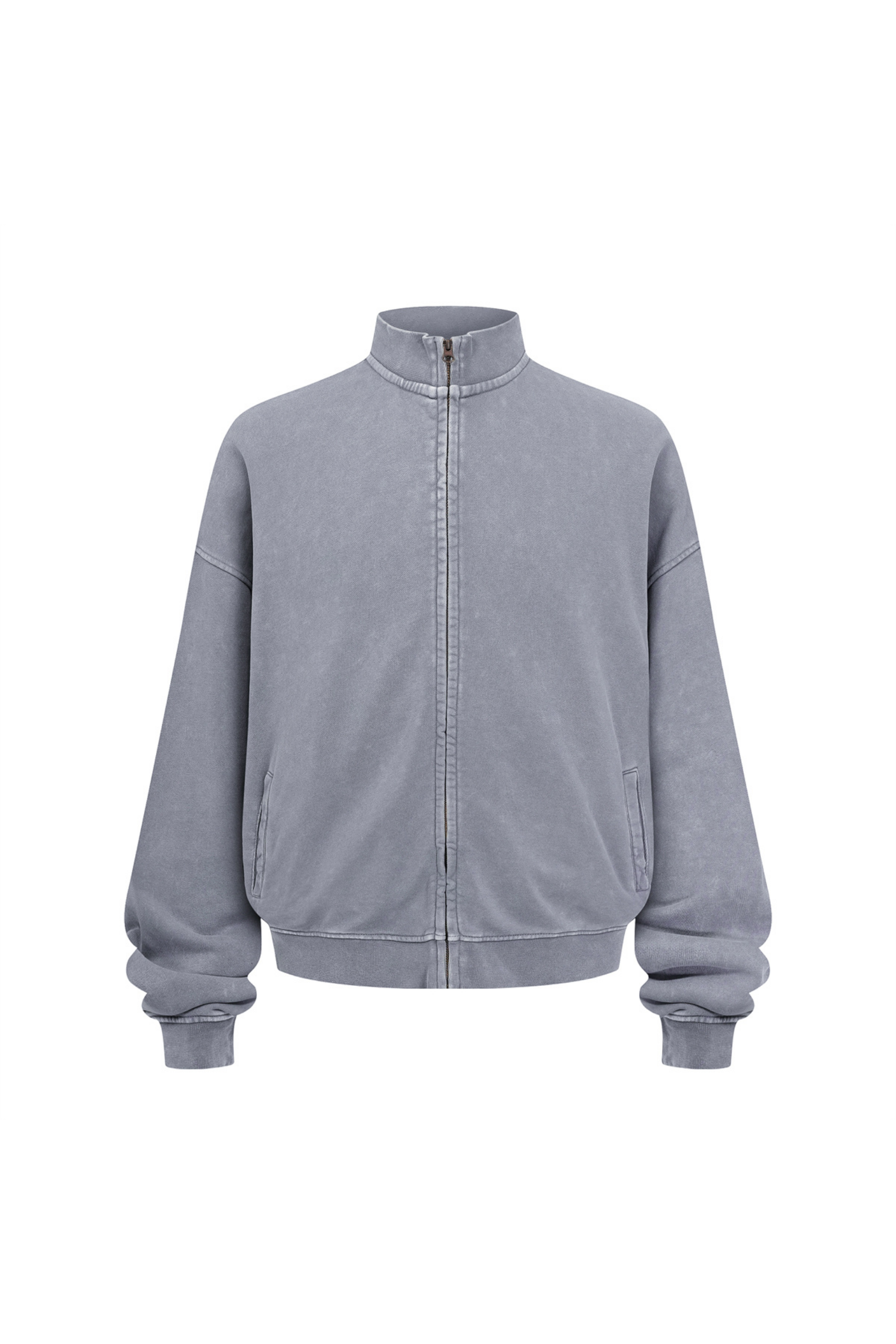430gsm Garment Dyed Mock Neck Zip Jacket