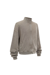 430gsm Garment Dyed Mock Neck Zip Jacket