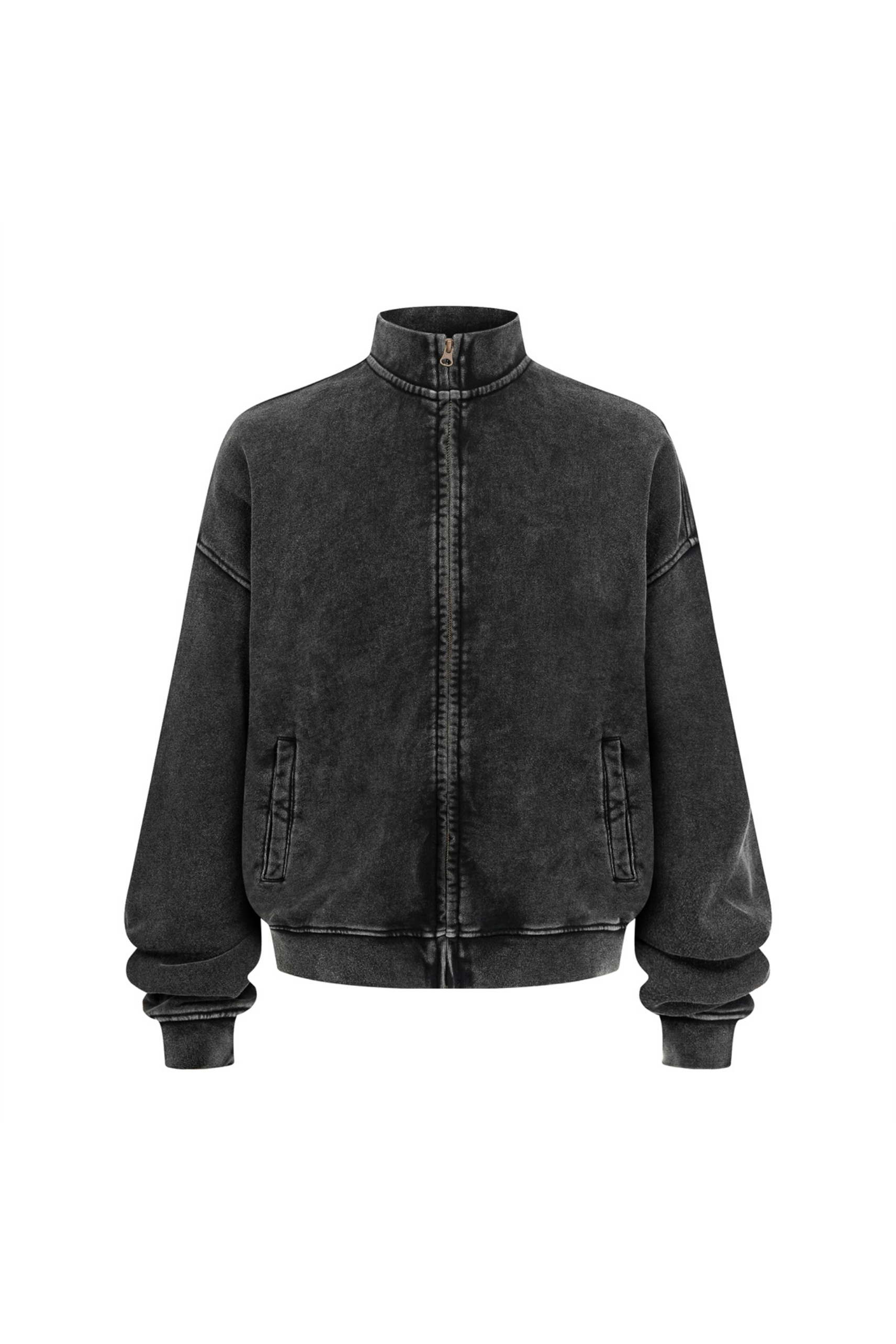 430gsm Garment Dyed Mock Neck Zip Jacket