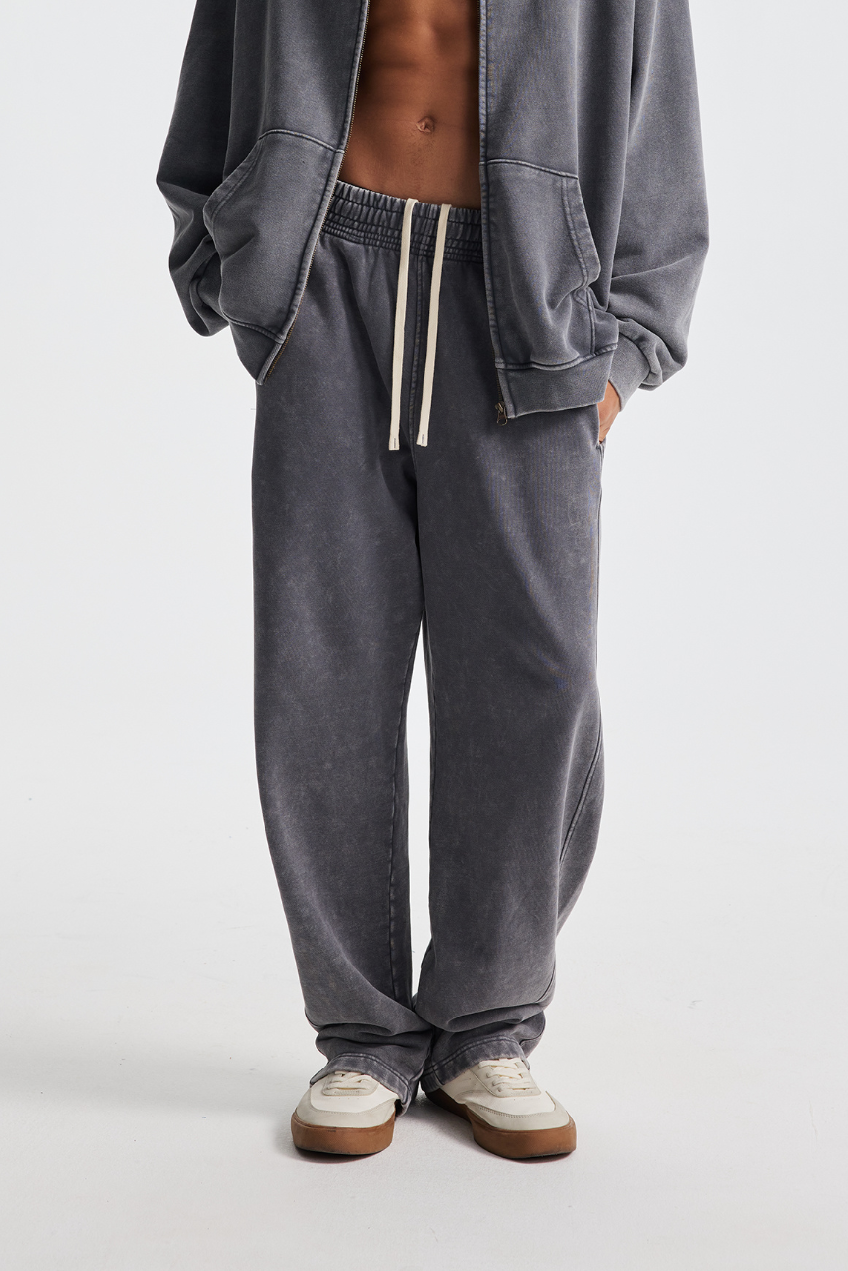 430gsm Garment Dyed Wide Leg Joggers
