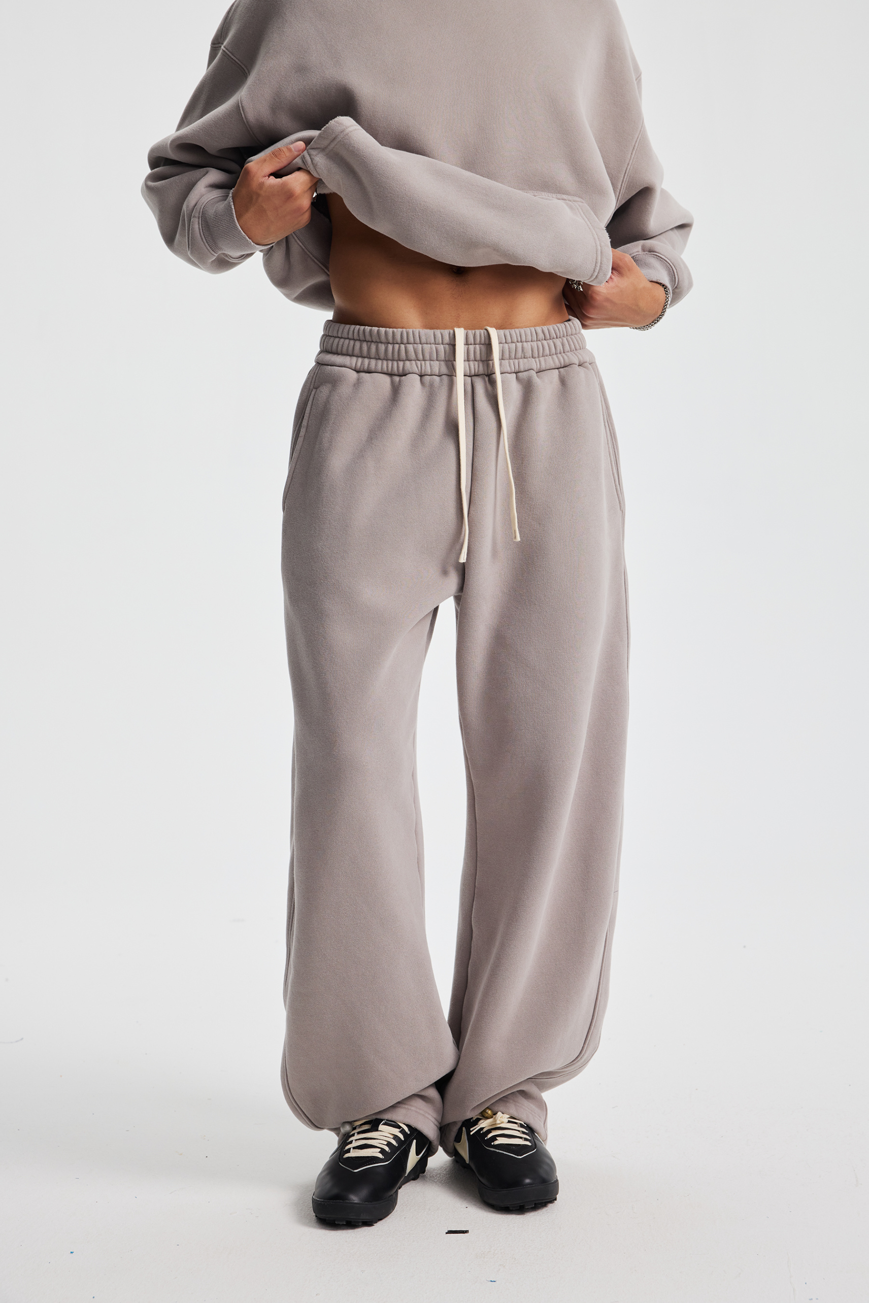 370gsm Garment Dyed Wide Leg Fleece Joggers