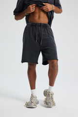 Washed Raw-Hem Sweat Shorts
