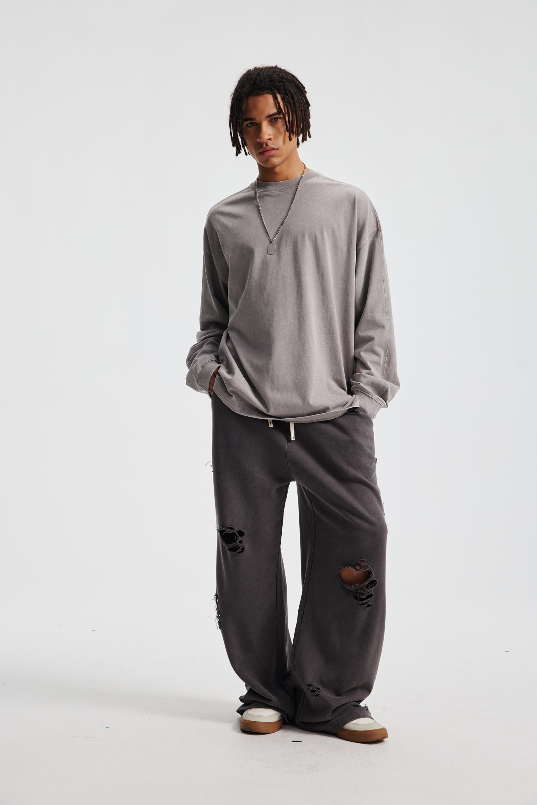 285gsm Garment Dyed Boxy Long Sleeve Tee