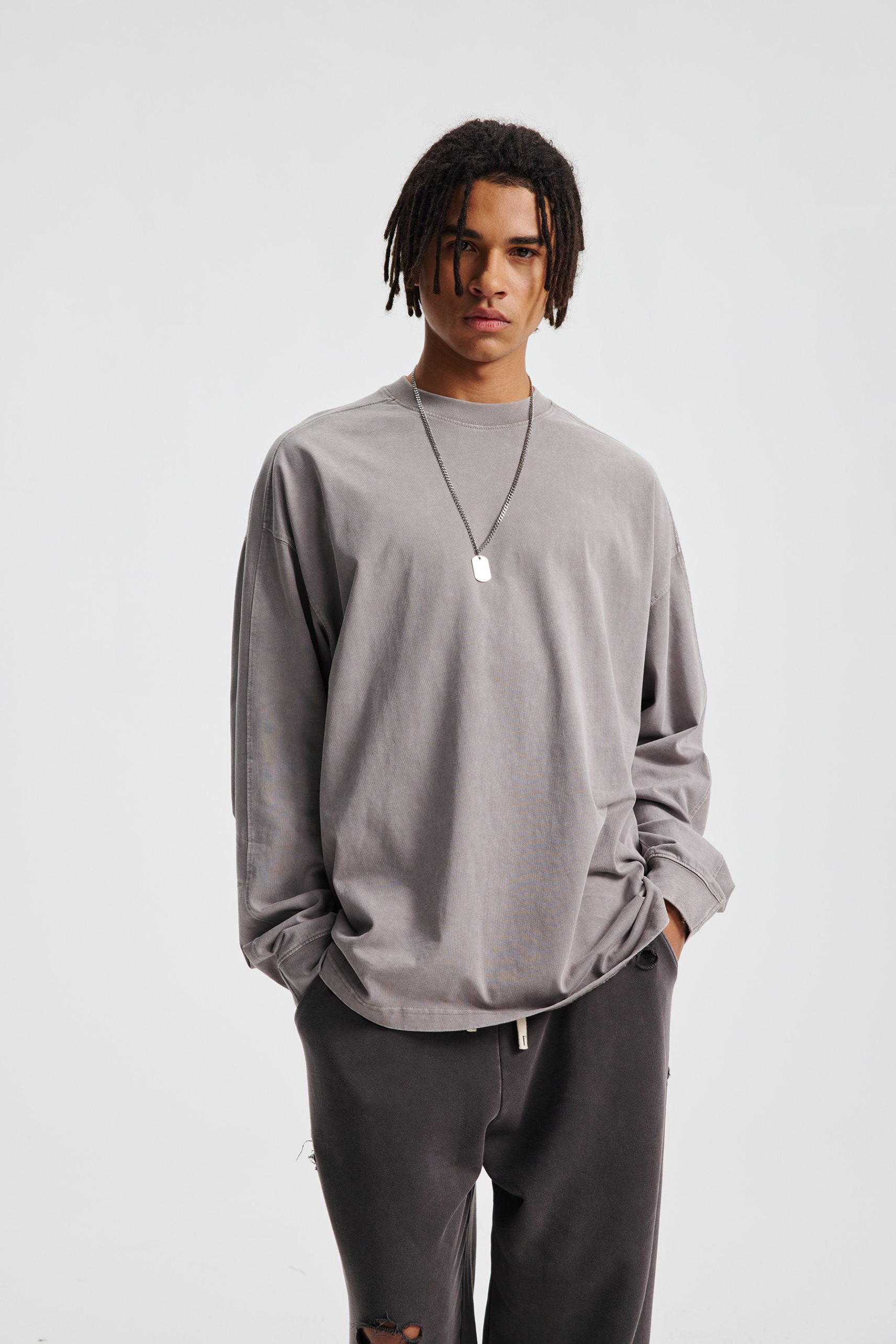 285gsm Garment Dyed Boxy Long Sleeve Tee