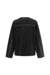 325gsm Stone Wash Boxy Raw Hem Long Sleeve Tee