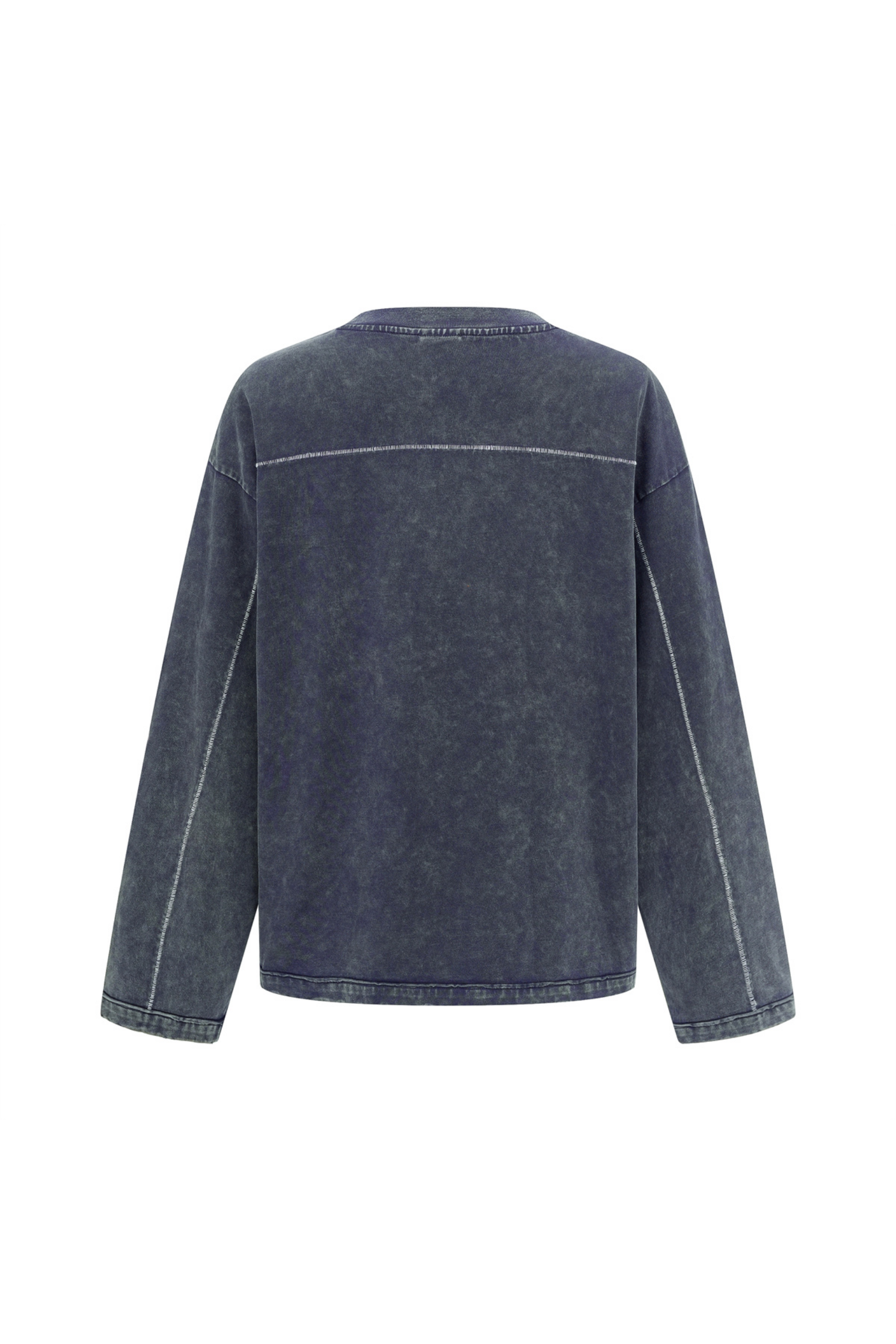 325gsm Stone Wash Boxy Raw Hem Long Sleeve Tee