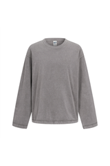 325gsm Stone Wash Boxy Raw Hem Long Sleeve Tee