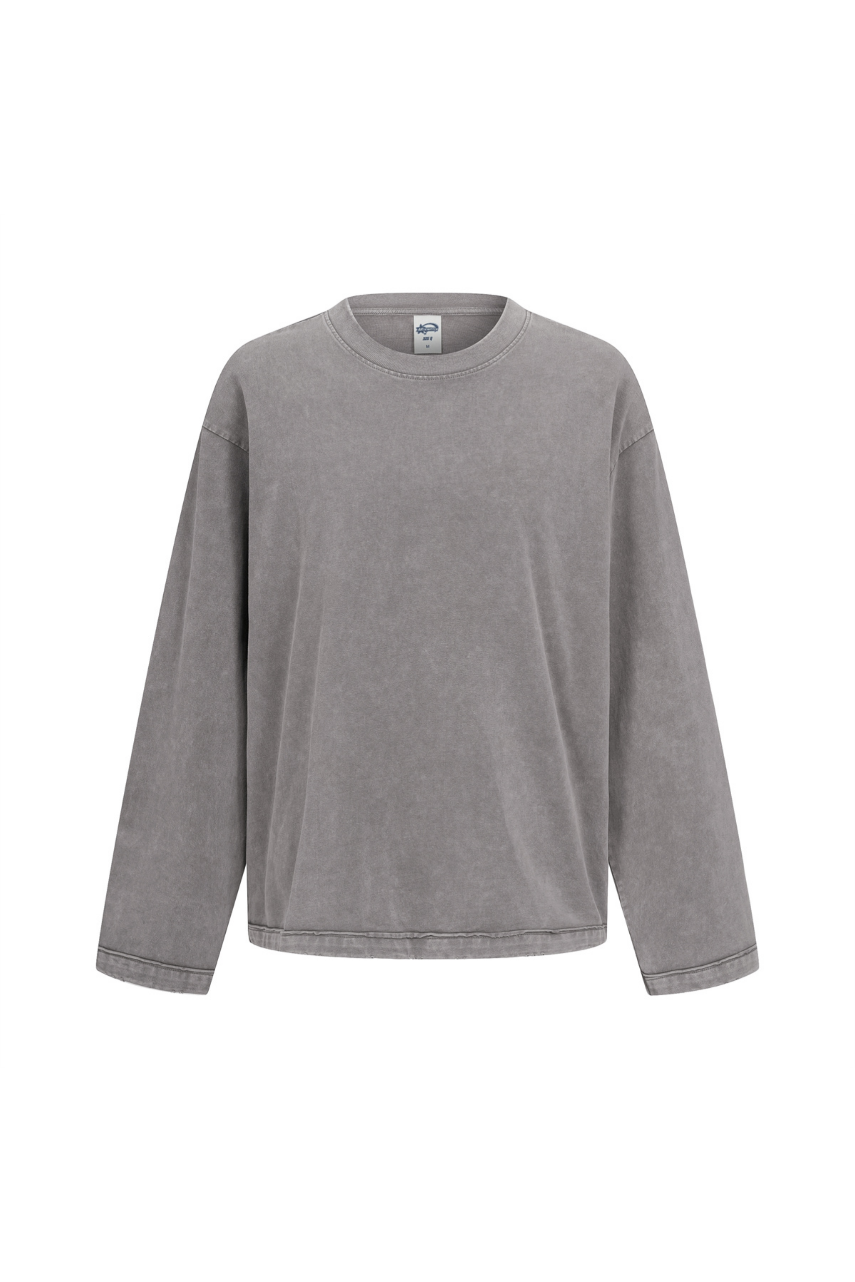 325gsm Stone Wash Boxy Raw Hem Long Sleeve Tee