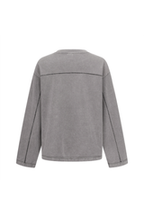 325gsm Stone Wash Boxy Raw Hem Long Sleeve Tee