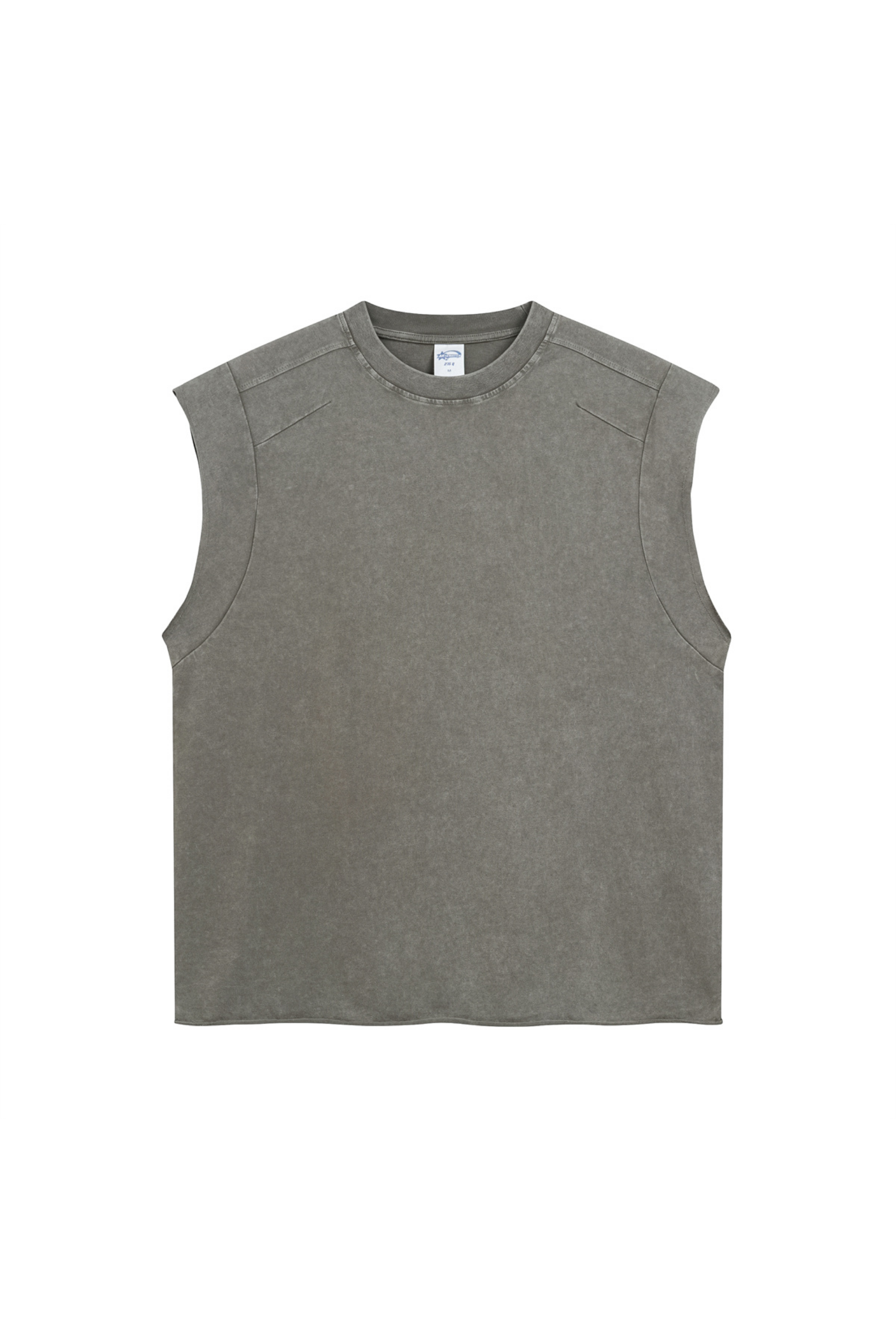 Raw-Edge Acid-Wash Sleeveless T-Shirt