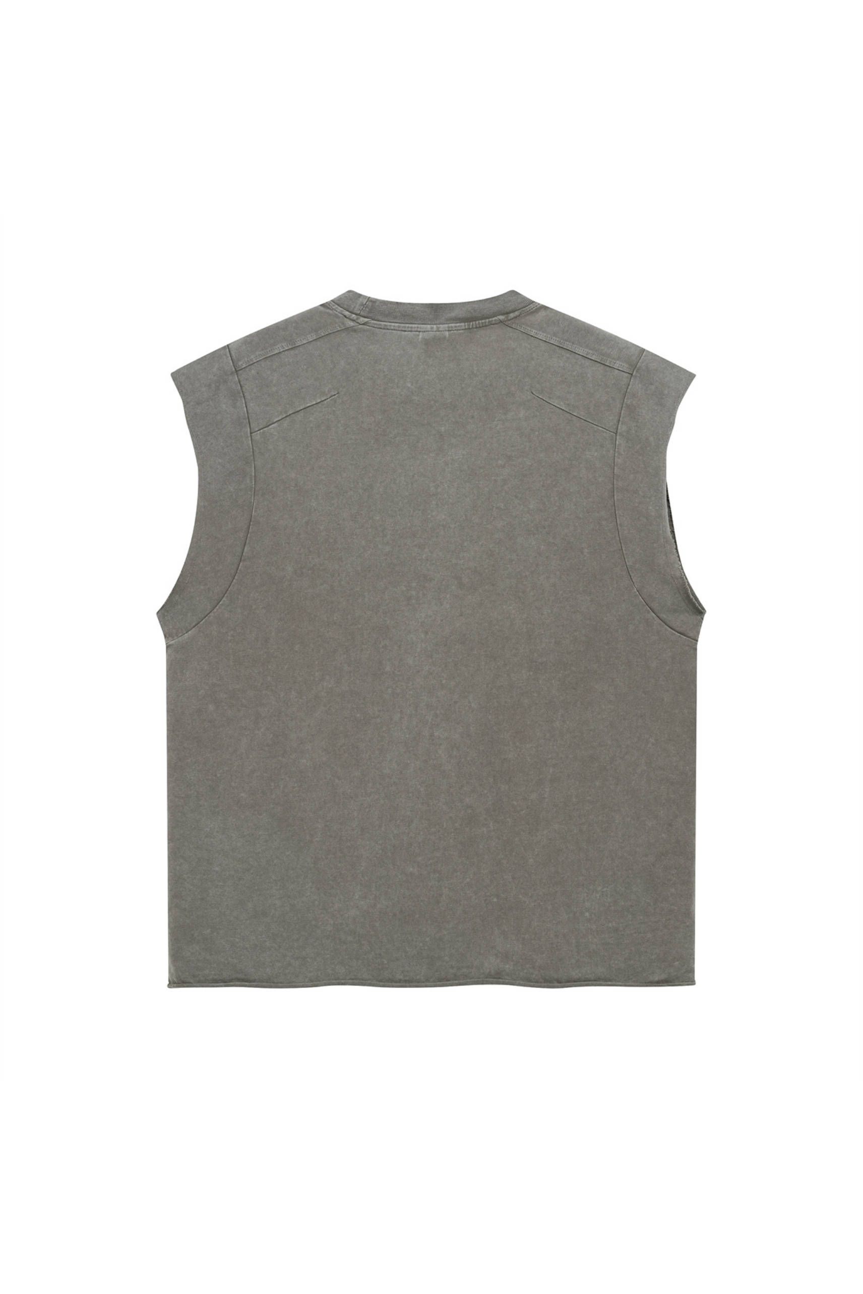 Raw-Edge Acid-Wash Sleeveless T-Shirt
