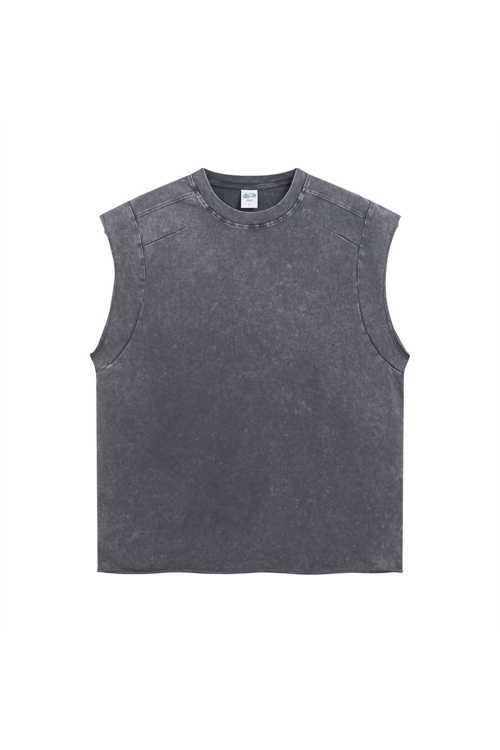 Raw-Edge Acid-Wash Sleeveless T-Shirt