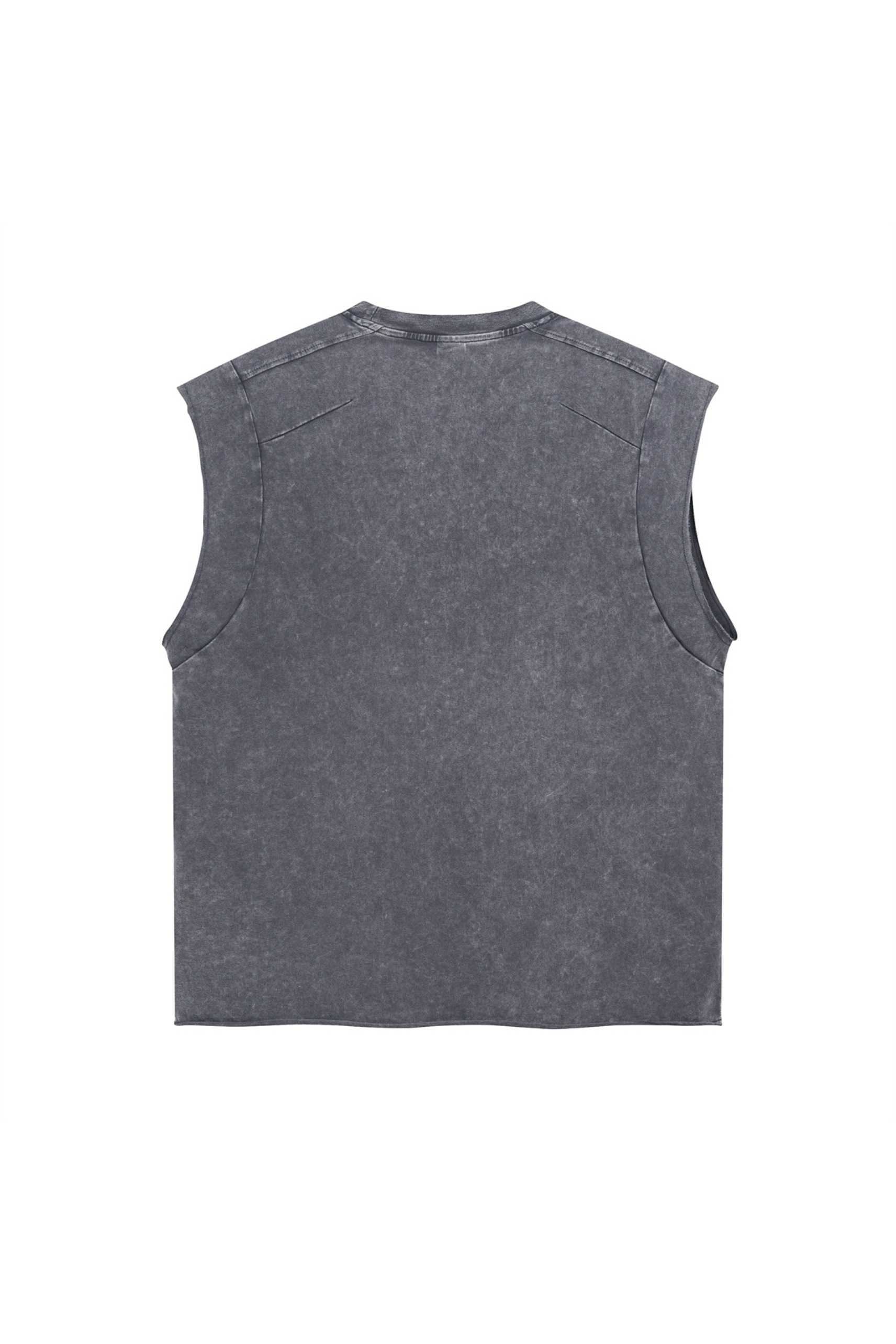 Raw-Edge Acid-Wash Sleeveless T-Shirt