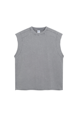 Raw-Edge Acid-Wash Sleeveless T-Shirt