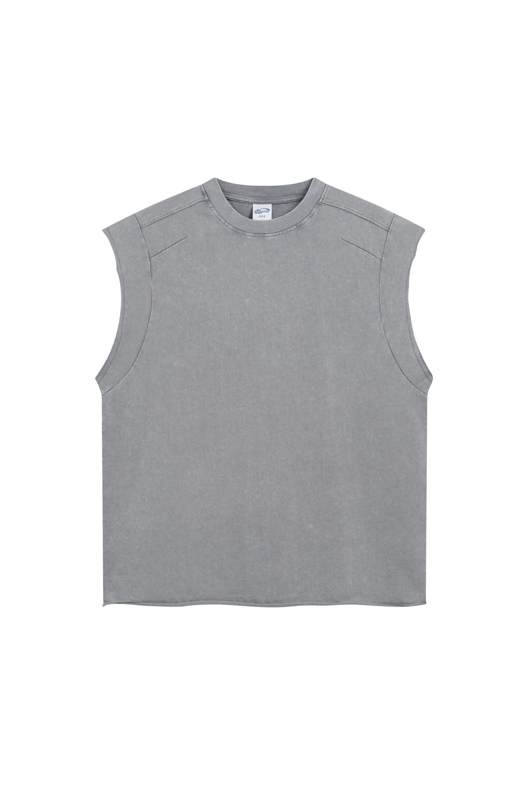 Raw-Edge Acid-Wash Sleeveless T-Shirt