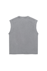 Raw-Edge Acid-Wash Sleeveless T-Shirt