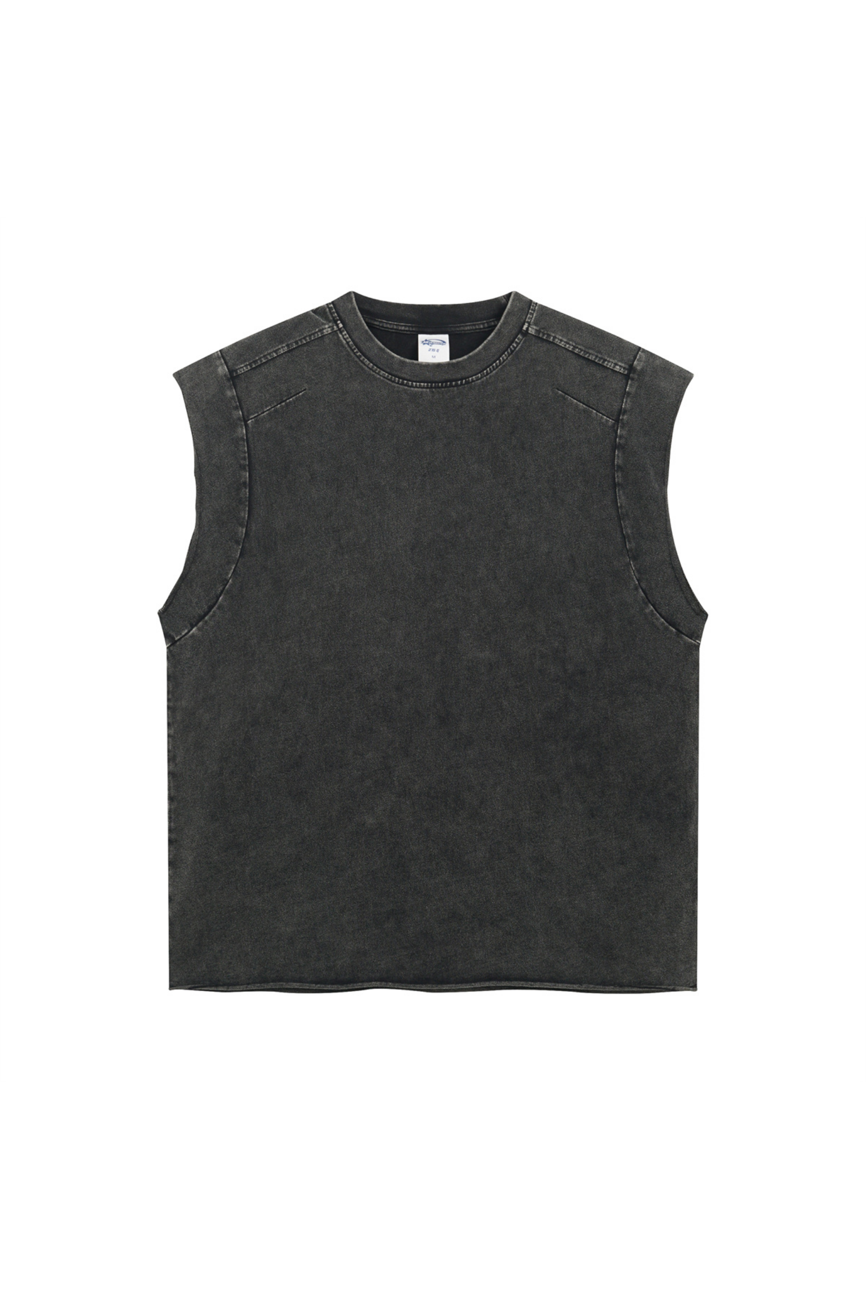 Raw-Edge Acid-Wash Sleeveless T-Shirt
