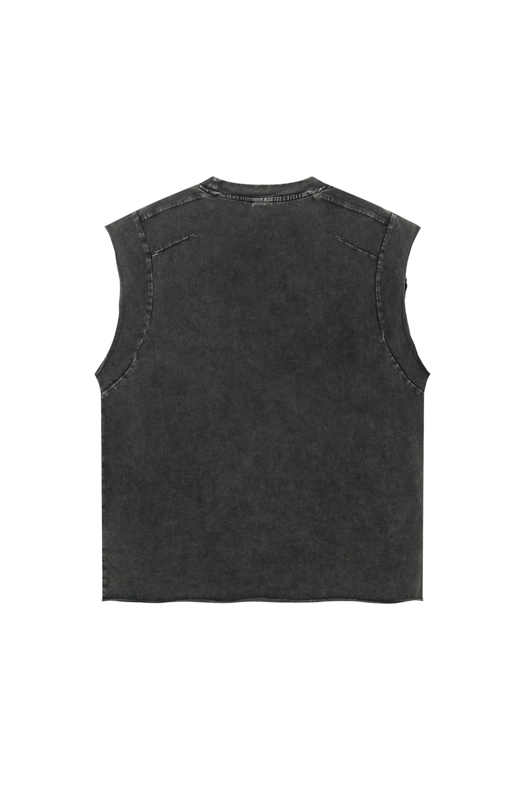 Raw-Edge Acid-Wash Sleeveless T-Shirt