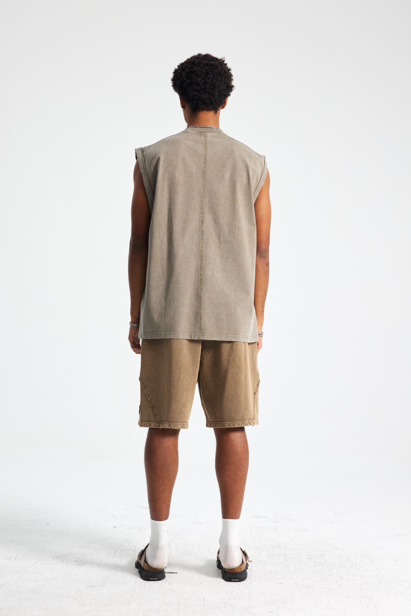 Washed Distressed Sleeveless T-Shirt