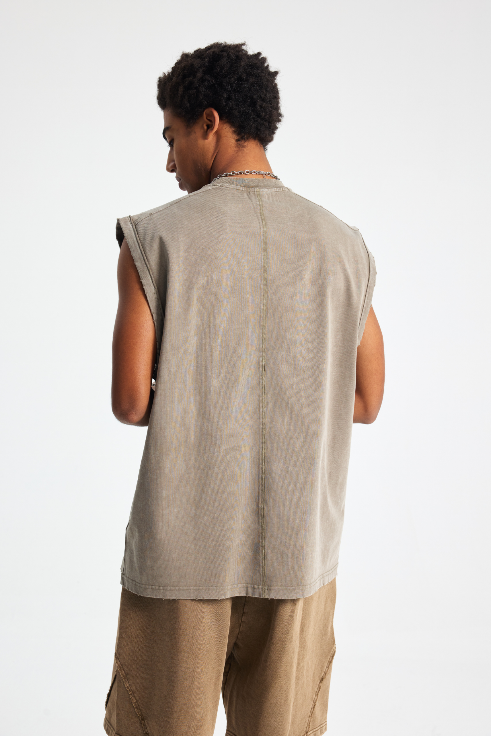 Washed Distressed Sleeveless T-Shirt