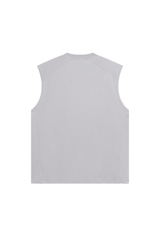 Oversized Raw-Edge Sleeveless T-Shirt