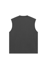 Oversized Raw-Edge Sleeveless T-Shirt