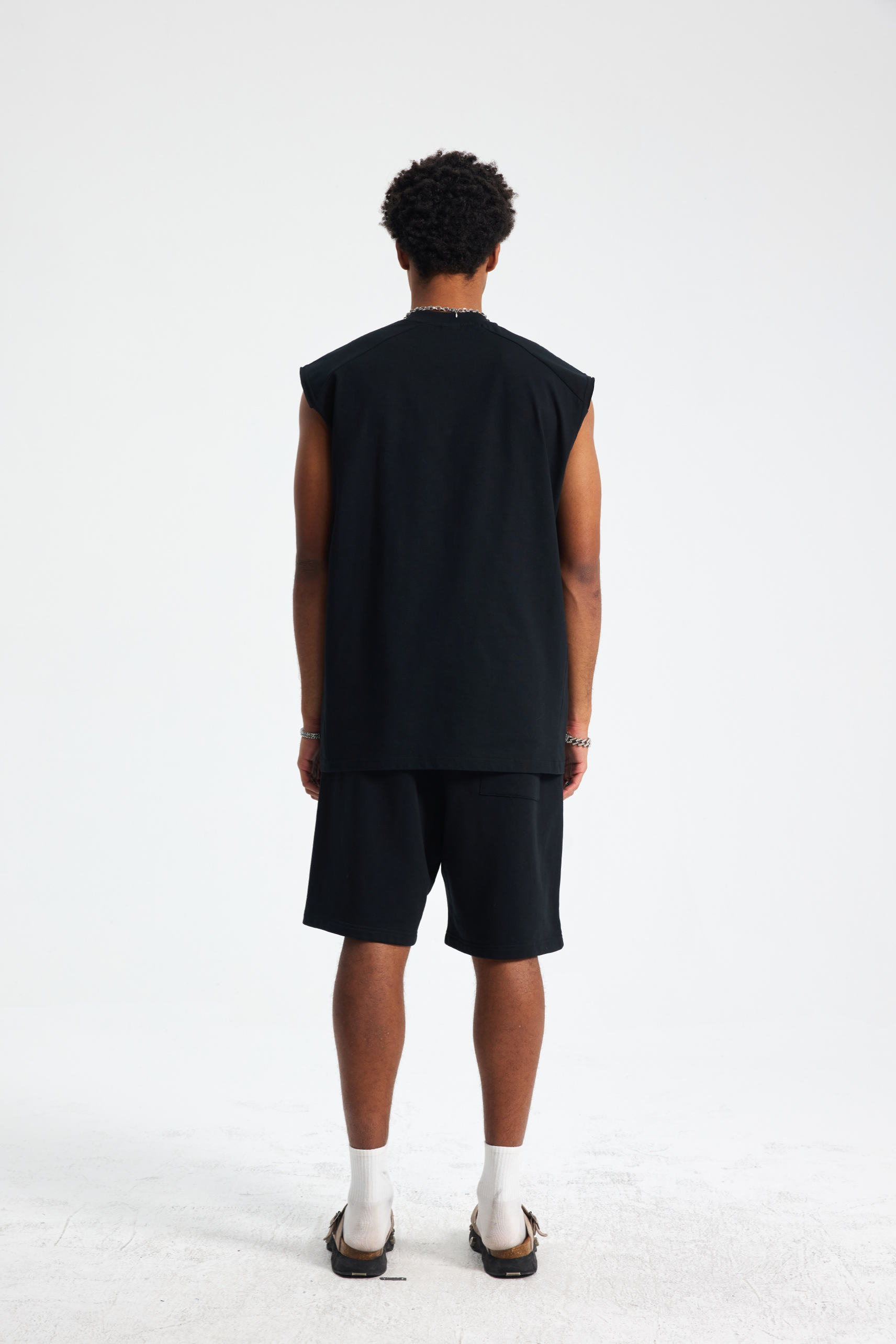 Oversized Raw-Edge Sleeveless T-Shirt