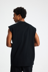 Oversized Raw-Edge Sleeveless T-Shirt