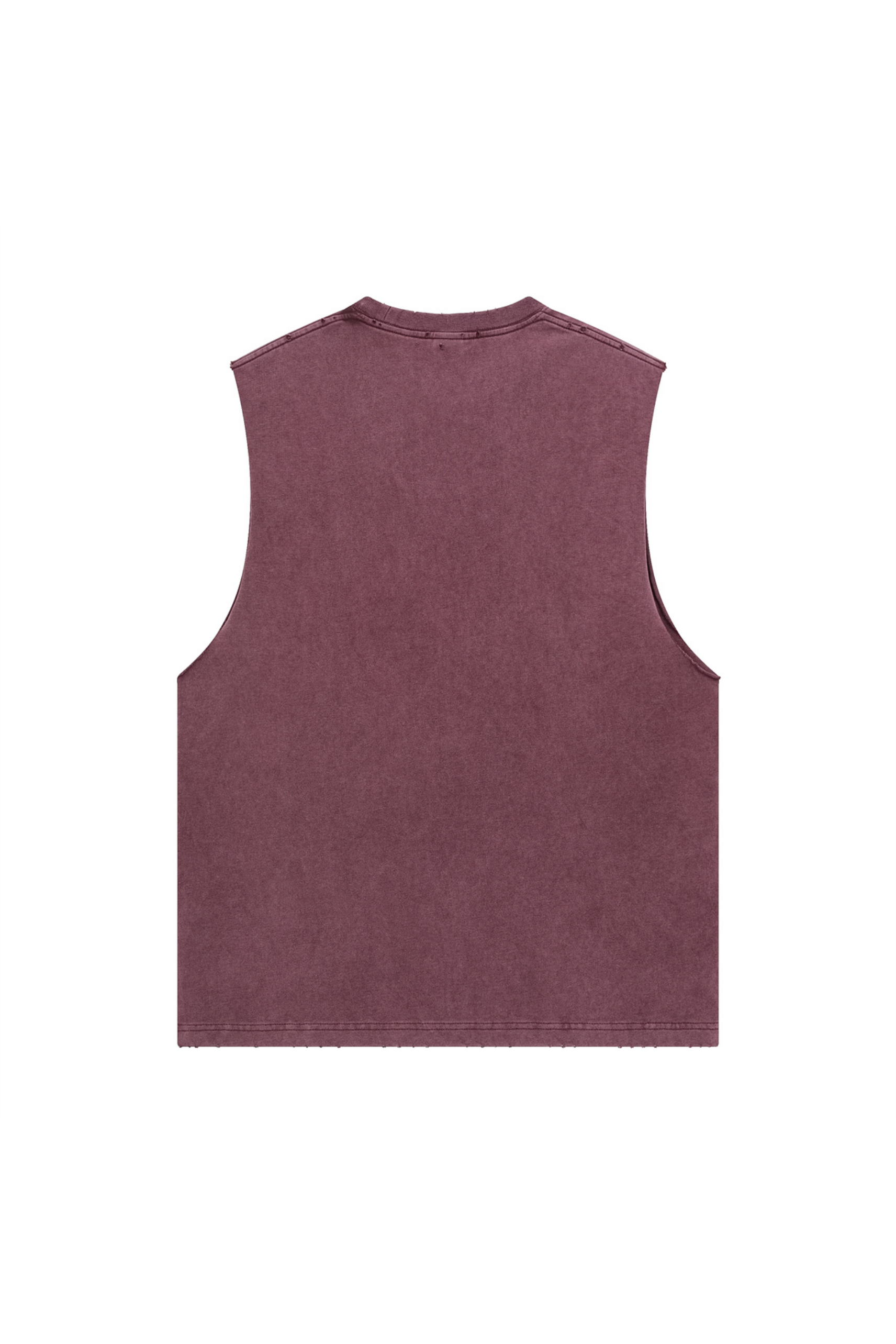 Distressed Raw-Edge Sleeveless Tee