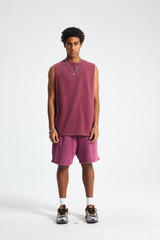 Distressed Raw-Edge Sleeveless Tee